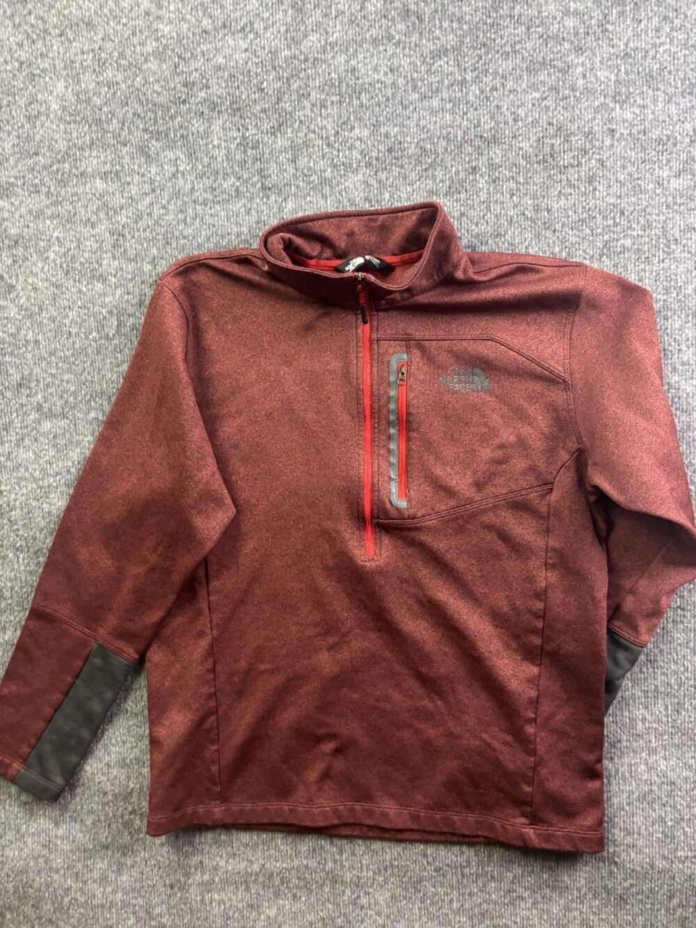 The North Face‎ Pullover Mens Large Red 1/4 Zip Long Sleeve Fleece Hiking Top